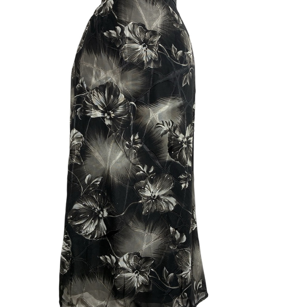 Elegant Black Floral Women's Maxi Skirt Size 14 NEW
